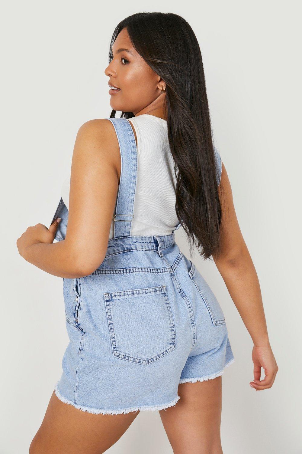 Denim store pinafore shorts